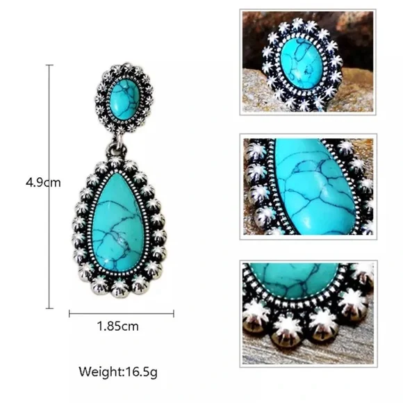 🐘 Natural Stone Statement Earrings - Picture 3 of 6